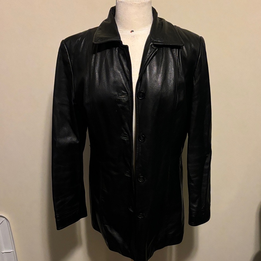 Danier Black Leather Jacket Quilted Interior Liner Size Medium